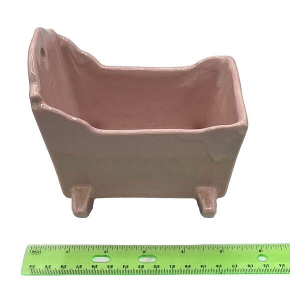 Vintage MCM Haeger Pottery Pastel Pink Baby Cradle Nursery Planter Home Décor - Picture 13 of 13
